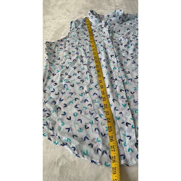 Liz Claiborne Top Women's Sheer Sleeveless Button Up Cool Blue/Green Size L - Picture 4 of 7